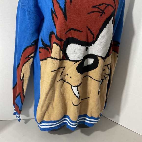 Forever 21 x WB Looney Tunes Blue Taz Pullover Sweater Size Small - Picture 6 of 9